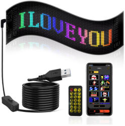 Autolife Matrix Pixel LED panel, Bluetooth vezérlés, Alkalmazással programozható, 16x64 LED, 9.5x37.5cm, vízálló (30129)