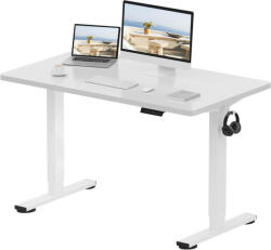FlexiSpot ONE PIECE Elektromos Állítható Íróasztal, Kétmotoros, 160×80 Cm - Magasságállítható Ülő-Álló Asztal Fehér Vázzal és Fehér Asztallappal, Memóriagombokkal, Otthoni Irodába (EG2-WW-1608)