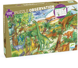 DJECO Megfigyeltető puzzle - Dinoszauruszok, 100 db-os - Dinosaurs + booklet (DJEDJ07424)