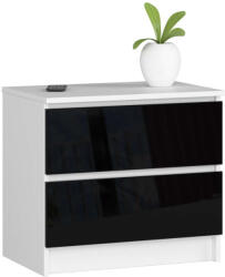 AKORD CLP Kétfiókos Komód Akril Fehér-Fekete Magasfényű (OP0PK-6BIACZA001)