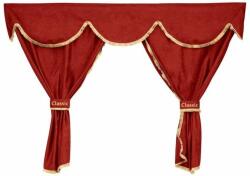 Teherautó fülke függöny szett, univerzális, Iveco-kompatibilis, piros színű