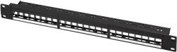 LogiLink 19" patch panel 24 Keystone jack csatlakozóhoz, 1U, terheletlen, fekete
