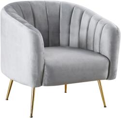 TEMPO KONDELA Design fotel, szürke Velvet szövet/gold króm-arany, BAGY - sprintbutor