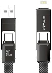 BlitzWolf Cablu BlitzWolf BW-HDC7 4-in-1 USB+C+Lightning 240W 1.2m (negru)