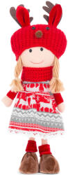 MagicHome MagicHome karácsonyi dekoráció, lány, piros-szürke, sapkában, 42 cm (TC8091334)