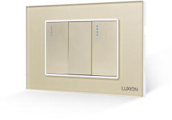 Luxion Intrerupator Dublu Mecanic LUXION cu Rama din Sticla, Standard Italian, 3M - culoare auriu