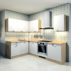 TEMPO KONDELA Sarok konyhabútor, 180x240, arlington tölgy/artic matt fehér, SMILE