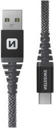 SWISSTEN 71541010 Kevlar USB Type-A apa - USB Type-C apa Adat és töltő kábel - Fekete (1.5m) (71541010) (71541010)