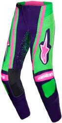 Alpinestars Techstar Nomur motokrossz nadrág sötét lila-zöld-fluo rózsaszín