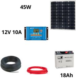 Victron Energy Mini Napelem csomag Victron Energy 45W-os Napelem + 10A MPPt + 12V 18Ah AGM akkumulátor (NP-451018)