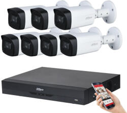 DAHUA 7 kamerás 8MP 4K kamera rendszer szett 80 méter éjjellátással (HAC-80M-8MP-7)