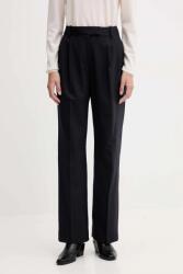 Tommy Hilfiger gyapjú nadrág sötétkék, magas derekú széles, WW0WW48352 - sötétkék 36