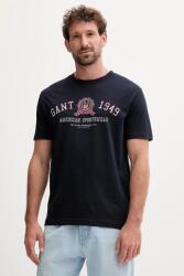 Gant pamut póló sötétkék, nyomott mintás, 2003353 - sötétkék S