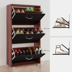 CASARIA billenőajtós cipősszekrény 3 fiókos wenge-fekete (100529)