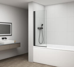  Polysan Rota nyitható kádparaván 650 mm, átlátszó üveg/matt fekete profil FB650 (FB650)