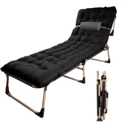 Inlea4Home Összecsukható kemping ágy párnákkal 193 cm - fekete (IA-KX3910_1) - inlea