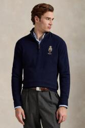 Ralph Lauren gyapjú pulóver sötétkék, félgarbó nyakú, 710978300 - sötétkék M