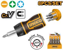 INGCO Racsnis csavarhúzó készlet 8 részes CrV (AKISDS1728) - denakert