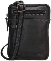Hide And Stiches zippes kis fekete színű bőr válltáska 20270001