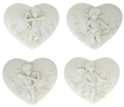  Dekoráció szív angyallal mágneses poly 5, 4x1, 6x4, 5 cm fehér 4 féle 1db, figura nem választható
