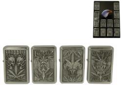 Angelo Angel Fém Benzin Öngyújtó - 3D kenderlevél mintás 12 db - egész tálca (A-245010-egész tálca)