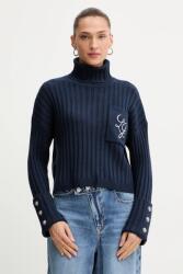 LIU JO pulóver gyapjúkeverékből sötétkék, garbónyakú, MF5051 MA51I - sötétkék S