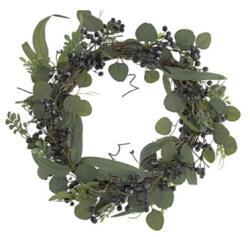 Koszorú leveles bogyókkal, 45cm zöld (JSD60933-4)