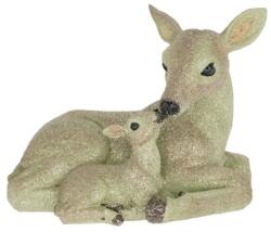  Dekoráció őz kisgidával fekvő, glitteres poly 18x11, 5x14 cm (MLHA60222HG)