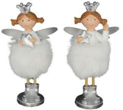  Dekoráció angyal szívvel, csillaggal álló poly 6, 4x3, 5x12, 2cm fehér, ezüst 2 féle 1db, figura nem választható (LR22B-0601, LR22B-0602)