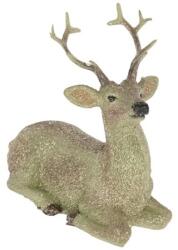 Dekoráció szarvas fekvő, glitteres poly 11, 5x5, 8x12, 5 cm khaki (MLHA60389HG-1)