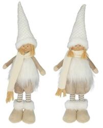  Dekoráció, fiú, lány szőrmés ruhában álló, textil, 14x8x45 cm, bézs, 2 féle, 1db, figura nem választható (DH230313, DH230318)