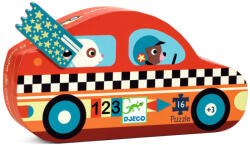 DJECO Formadobozos puzzle - Versenyautó, 16 db-os - The racing car (DJ07273)
