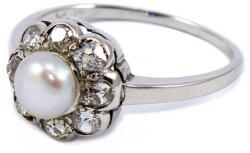 Ékszershop Fehérarany gyémánt gyűrű gyönggyel (1306829)