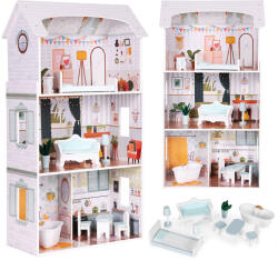 ECOTOYS Alice babaház 3 szint 4 szoba 9 bútordarab ECOTOYS készlet