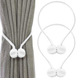 Verk-Group Mágneses függönyelkötő, függönykapocs, függőnyzsínór 45cm, fehér 2db/csomag