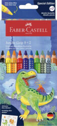 Faber-Castell Színesceruza Készlet 8 Darab/Készlet Jumbo Háromszögletű 2 Darab Ajándék Metál Színű Színesceruzával és Matricákkal Grip Dinoszaurusz (FC110922)