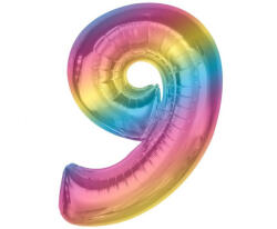  Színes 9-es Rainbow szám fólia lufi 92 cm (MLG195446) - kreativjatek