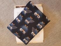  Könyvtok - Fekete baglyos, vízhatlan könyvtok, vászontásk