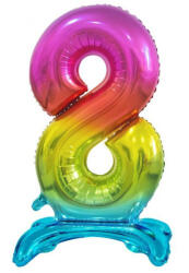 Godan Rainbow, Színes 8-as szám fólia lufi talppal 74 cm (MLG129137)