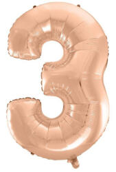 Godan Rose Gold 3-as szám fólia lufi 92 cm (MLG106282)