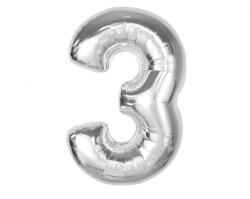 Godan Ezüst 3-as Silver szám fólia lufi 92 cm (MLG189544)