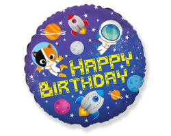 Godan Happy Birthday Space, Űr fólia lufi 46 cm (WP) (MLG314823)