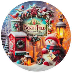  Nyomtatott fa tábla koszorú közép - North pole11, 8cm - papelito