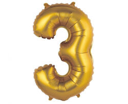 Godan Gold Matt, Arany 3-as mini szám fólia lufi 35 cm (MLG108842)