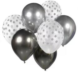 Godan Silver-Graphite, Ezüst-Szürke léggömb, lufi szett 7 db-os 12 inch (30cm) (MLG135381)