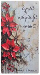  Nyomtatott fa tábla - Mikulásvirágos akasztós tábla - kosarbolt