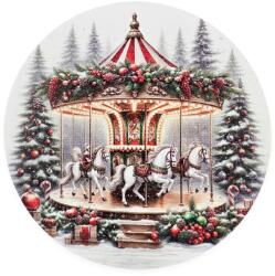  Nyomtatott fa tábla koszorú közép - Körhintás 11, 8cm - kosarbolt