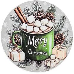 Nyomtatott fa tábla koszorú közép - Zöld bögrés 11, 8cm