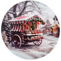  Nyomtatott fa tábla koszorú közép - Vásári szekér 11, 8cm - kosarbolt