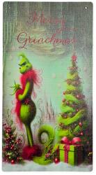  Nyomtatott fa tábla - Merry Grinchmas akasztós tábla
